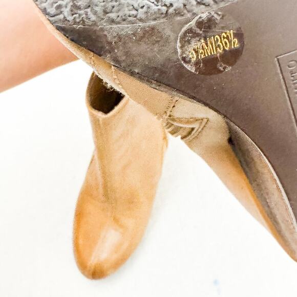 Vince Camuto Hillarie Wedge Heeled Leather Boot Round Toe Tan Size 6.5 - Picture 3 of 5